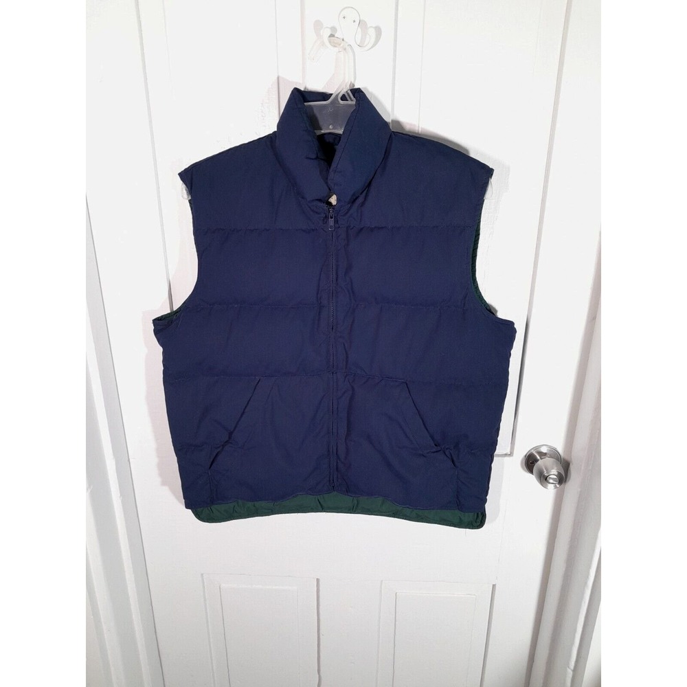 Eddie Bauer Vest Men's Medium Blue Goose Down Puffer Full Zip Pockets Outdoors